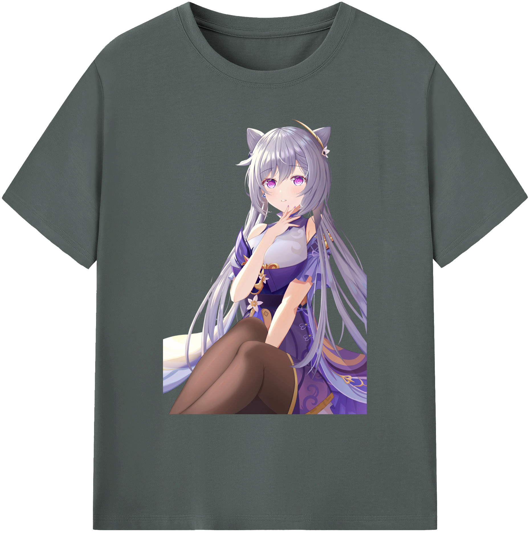 げんし神 刻晴 こくせい genshin Kokusei 綿100％ メンズ半袖Tシャツ｜肌触りやわらか＆通気性